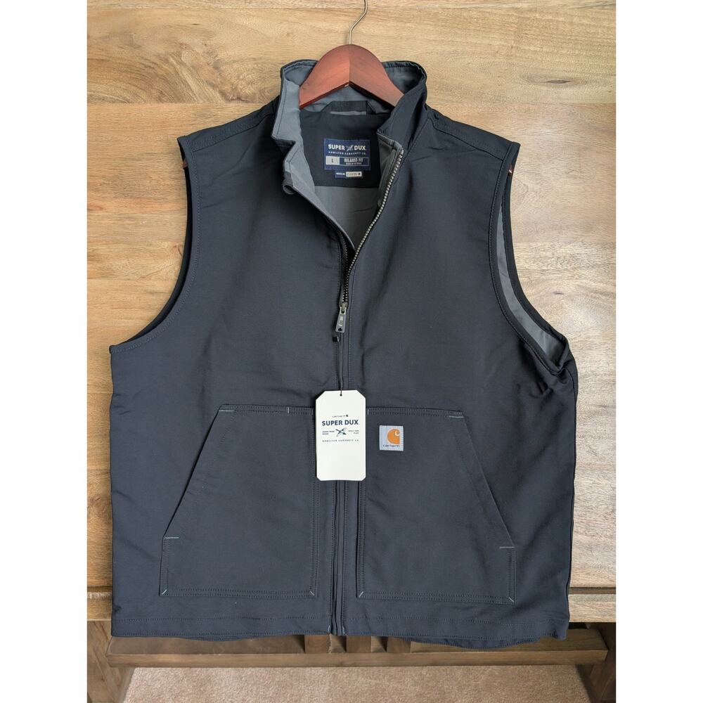 NWT Hamilton Carhartt Softshell Vest Mens L Black Super Dux Relaxed Fit Full Zip